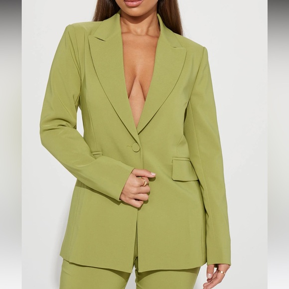 Fashion Nova Beat Boss Blazer Set- Green - Picture 2 of 9